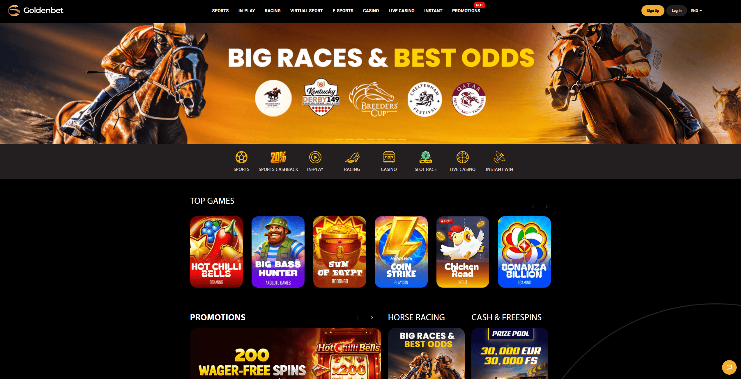 Screenshot of the Goldenbet Casino website